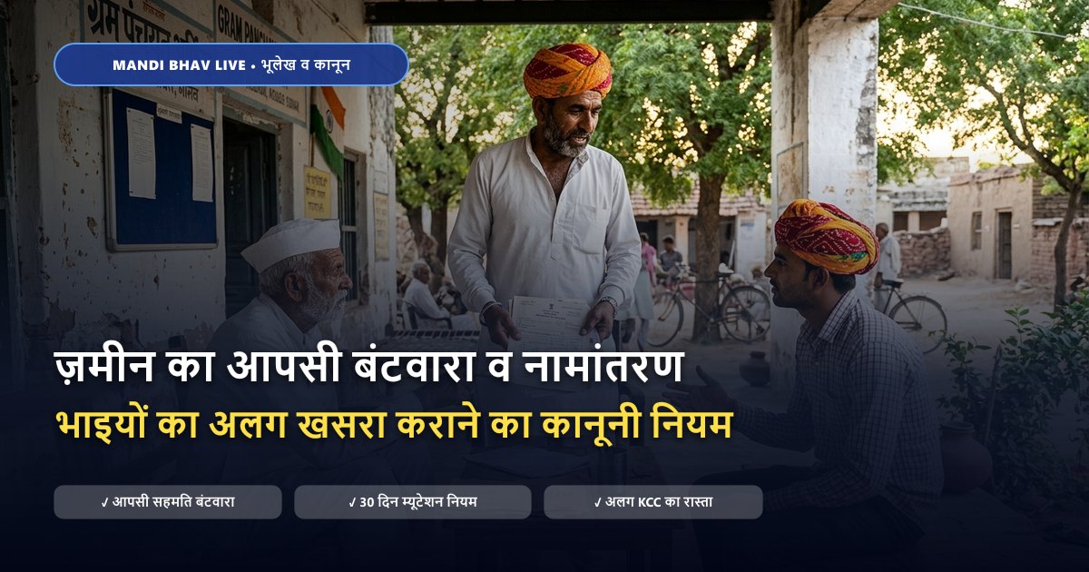 ज़मीन का आपसी बंटवारा और नामांतरण कानूनी नियम 2026 - Mandi Bhav Live