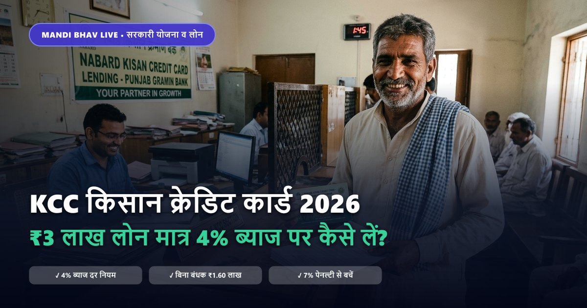 किसान क्रेडिट कार्ड KCC 4 प्रतिशत ब्याज दर नियम व रिन्यूअल - Mandi Bhav Live