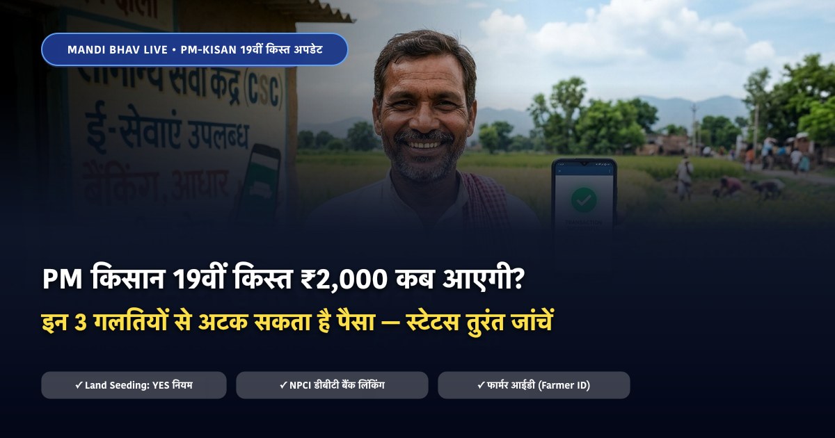 PM Kisan 19वीं किस्त ₹2000 कब आएगी स्टेटस चेक - Mandi Bhav Live