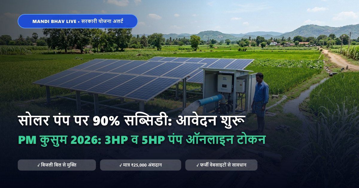 PM कुसुम सोलर पंप योजना 90% सब्सिडी ऑनलाइन आवेदन गाइड - Mandi Bhav Live
