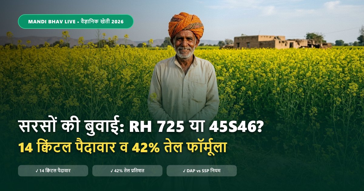 सरसों की टॉप उन्नत किस्में RH 725 और Pioneer 45S46 बुवाई गाइड - Mandi Bhav Live